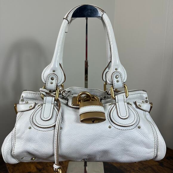 Chloe Handbags - Chloe Paddington White Leather Satchel Bag Vintage Authentic